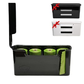 Skylar Pet Products - Dog Poop Bag Dispenser - Magnetic Mount - Indoor/Outdoor - Wall Mount - Waste Bag Dispenser - Magnet - Screw-on - Storage - Container + 60 Waste Bags (Black)