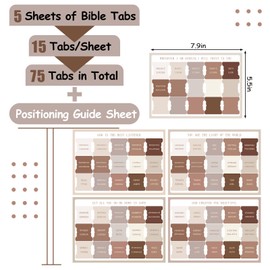 JarThenaAMCS 75Pcs Laminated Bible Tabs Earth Tone Index Tabs Large Print Neutral Tabs for Study Bible, Easy Navigation to Read and Apply Bible Journal Tabs