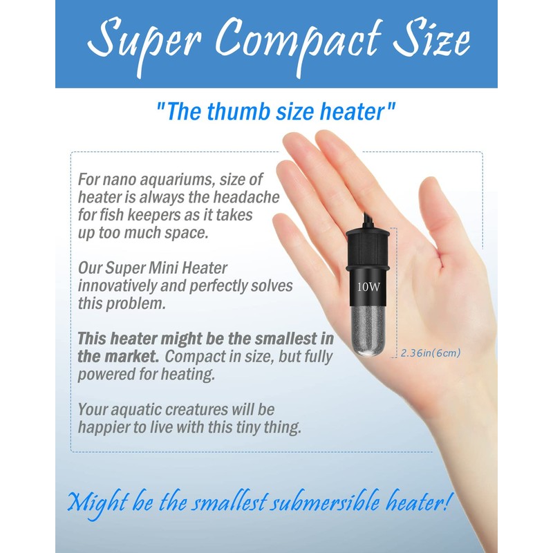 AquaMiracle Adjustable 20W Small Aquarium Heater Submersible Fish Tank Heater