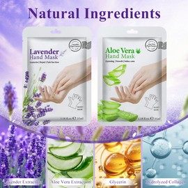Handmaske, 6 Stück, feuchtigkeitsspendende Handschuhe, feuchtigkeitsspendend, Lavendel, zur Reparatur von rauer Haut für trockene und rissige Haut