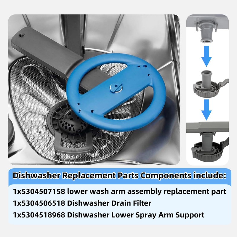 5304507158 Dishwashers Spray Arm Assembly Fit for Frigidaire Dishwashers Lower