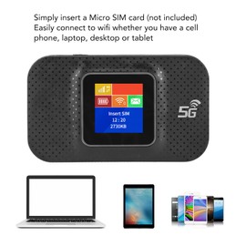 Tragbarer 4G WLAN Router, Mobiler WLAN Hotspot mit 1,44 Zoll Farbbildschirm und Micro SIM Kartensteckplatz für Telefon, Tablet, Laptop. (Black)