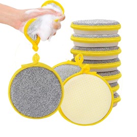Kitchen Sponge,Kitchen Scrub Sponge,Thick Double-Duty dishwashing Sponge Wipe 10 Sets, Non-Stick Oil Brush Pot Magic Device, Non-Injury Double-Sided dishwashing Sponge Wipe, Durable Cleaning Sponge