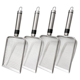 4 Pack Garden Soil Sifter Set with 4 Mesh Sizes - Heavy Duty Dirt Sifter for Compost, Rocks & Sand - Ergonomic Stainless Steel Sifting Shovel for Gardening, Landscaping & Playgrounds