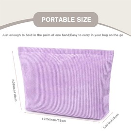 Large Cosmetic Pouch,Portable Makeup Bags with Zipper Soft Travel Toiletry Organizer Washable Pencil Case for Women Girls,Lilac Purple