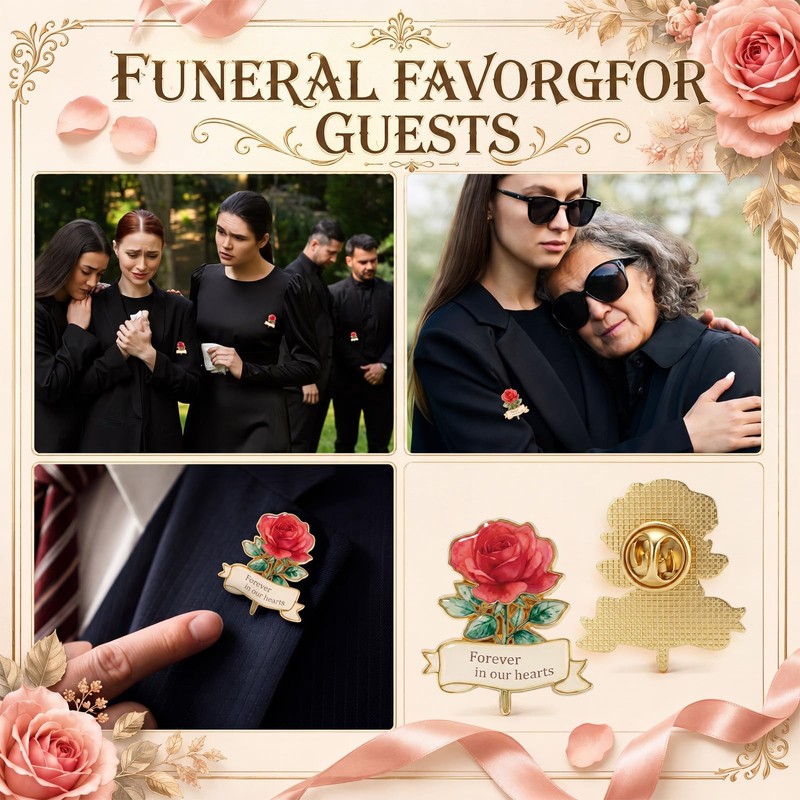 Misdary 50 Pcs Funeral Favors for Guest Memorial Funeral Rose