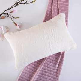 Home Brilliant Plush Deluxe Mongolian Faux Fur Suede Accent Throw Pillow Cover Sheepskin Rectangular Accent Cushion Cover for Bed, 12 x 20 Inches, White