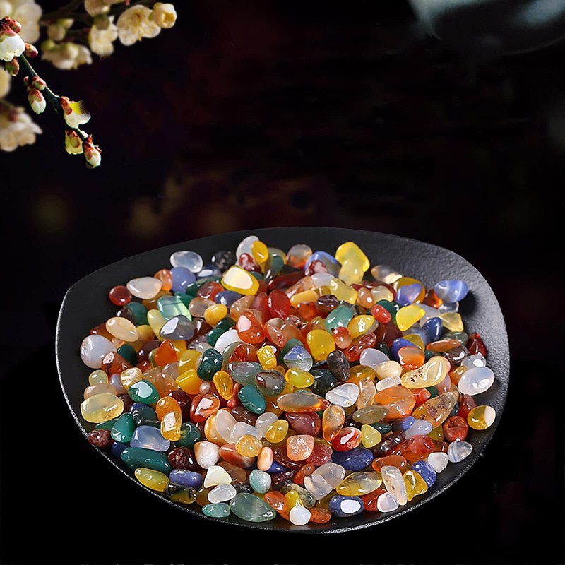 100G Mixed Agate Tumbled Stones - Decorative Gravel Crystals Bulk