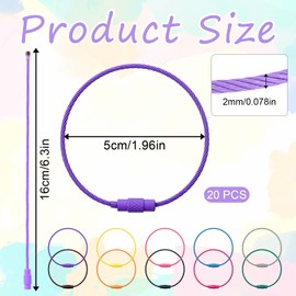 20 Pack Wire Keychain Cable Metal Wire Keychains 6 Inch Stainless Steel Colored Coated Keychain Cable Loops Connecter for Luggage ID Tags