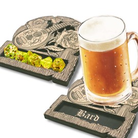 Dungeons and Dragons Dice Tray Coaster - DND Accessories - D&D Game Room Decor - Cute Wood Drink Coasters - Dungeons and Dragons Starter Set Gift - DND Miniatures Dice Tower - Set of 1 Bard Class