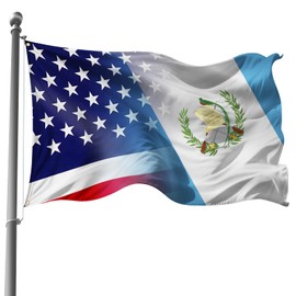 America And Guatemala Guatemalan Flag 3x5 Ft Double Sided Vivid Color, Indoor/Outdoor Yard Garden Lawn Holiday Decoration Banner Sign