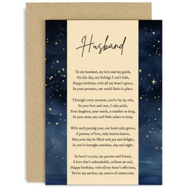 Old English Co. Birthday Card for Husband - Male Birthday Gift for Him - B'day Poem - Star Traditional Card - Unique Poem B'day celebration for Men - Contemporary | Blank Inside Envelope