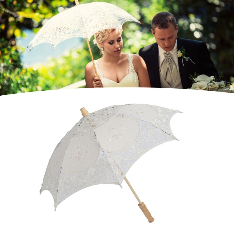Lace Parasol Umbrella Wedding Bridal Lace Umbrella Decorative Embroidery Flower