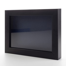 Black 18x22 Wood Shadow Box Display Frame with Navy Acid-Free Backing UV Acrylic & Hanging Hardware - with 3/4" Usable Depth - Great Baby Shadow Box Shadowbox