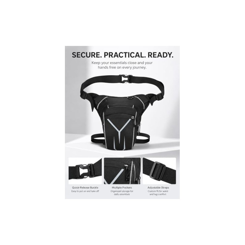 CYOUYDFC Men's Hard Shell Drop Leg Bag, Waterproof Motorcycle Thigh