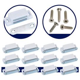 Coardor Cupboard Magnetic Door Catch for Cabinet 12 in 1 Kit Screws 60pcs Heavy Duty Magnet Catches Kitchen Latch Small Home Furniture Wardrobe 6kg Pull Strong White
