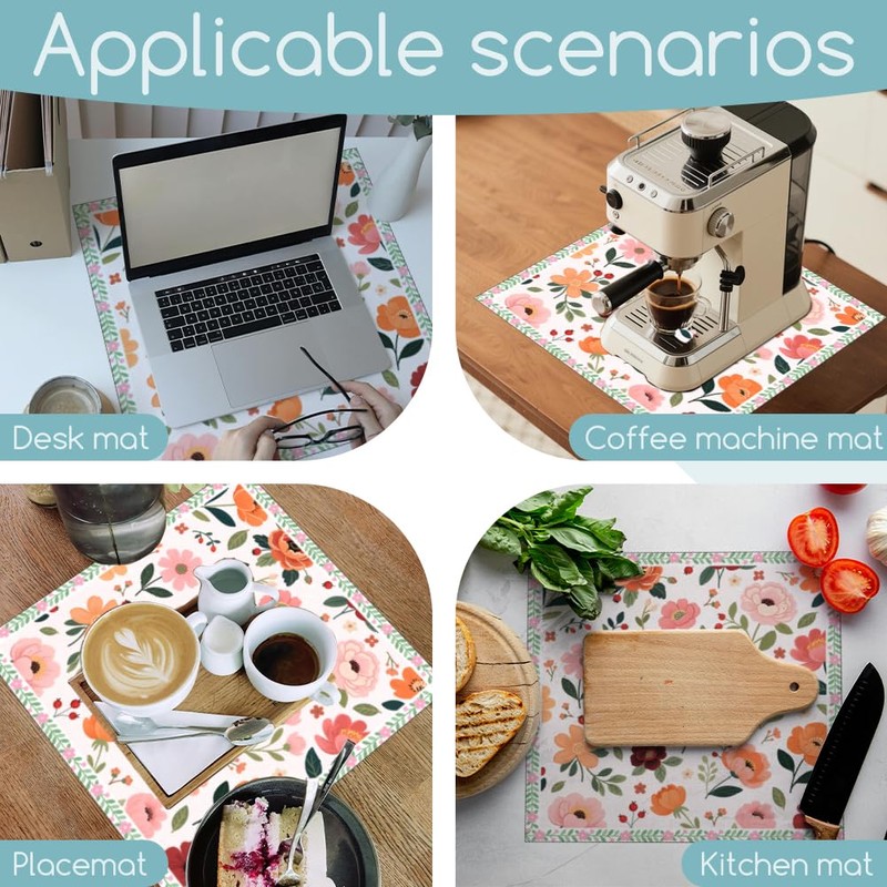 GLOBLELAND Decorative Flowers Washer Dryer Dust Cover 23.6×23.6inch Flowers Leaves