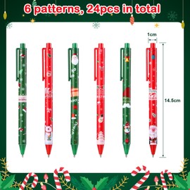 Kesote 24 Pcs Ballpoint Pens Retractable Pen Christmas Gel Pens Christmas Tree Santa Claus Pens for Xmas Gift Party Bag Fillers (6 Styles)
