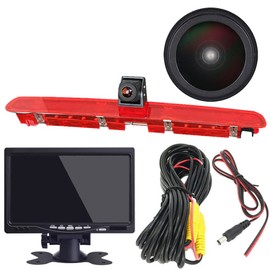 HD IP68 1280 Pixels Reversing System Brake Light Reversing Camera Roof Camera Parking Aid with Angle Adjustable Night Vision Compatible with V W T6 Caravelle Bus Transporter MPV SUV + 7 Inch Monitor