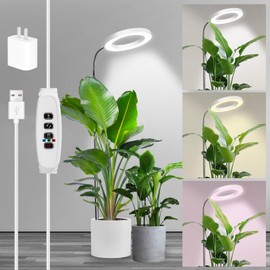 Plant Lamp LED Full Spectrum, 72 LED Grow Light, Height-Adjustable Grow Lamp, 360° Adjustable Plant Light with 3/9/12 Hour Timer, Memory Function, USB Adapter, 3 Colours, 10 Light Levels