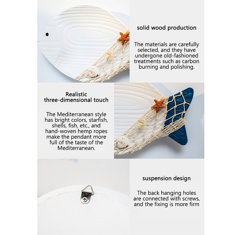 Wood Fish Hanging Ornament Wooden Fish Wall Art Decor for