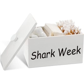 Casa/Legno Wood Tampon Holder & Bathroom Organizer with Lid, Farmhouse Style Storage Bin, 8.7" x 5.6" x 5.6"