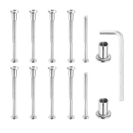 sourcing map Hex Drive Socket Cap Bolt, 5 Set Binding Screw Posts Fit for 3/8"(8mm) Hole Dia Male M8 x 100mm Carbon Steel Binding Bolts with Hex Wrench for Leather Scrapbook Furniture