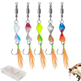 Liekadijiae 5 Stück Barsch-Angelköder, Angelköder Spinner, Forellen Blinker Angeln, Spoons Forelle Set, Forellen Angeln mit Feder, Twist Spoons Forelle Angelzubehör Forellenköder mit Rolling Swivels