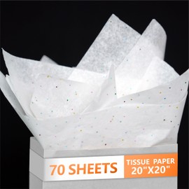 Bobobag 70 Sheets 20"x 20" Large Glittery Tissue Paper, White Tissue Paper for gift bags, Gift Wrapping Birthdays and All Occasions Packaging & Crafts