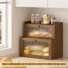 Furshus Double Layer Bamboo Bread Box for Kitchen Counter,Bread Holder,Countertop