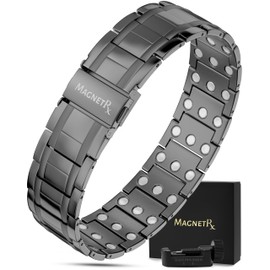 MagnetRX® 3X Strength Magnetic Bracelets for Men – Effective Magnetic Mens Titanium Bracelet – Premium Fold–over Clasp & Adjustable Length with Sizing Tool & Gift Box (Gunmetal)