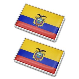 2 Pcs 3D Ecuador Ecuadorians Flag Metal Car Stickers Chrome Decals,2.3 x 1.6 Inch Metal Truck Stickers,Patriotic Car Motorcycle Emblem.