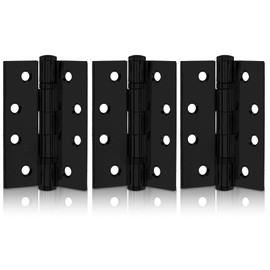 XFORT 4 Inch (100mm) Matt Black Ball Bearing Hinges, Steel Door Hinge for Wooden Doors (1.5 Pairs)