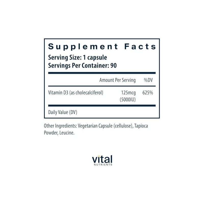 Vital Nutrients Vitamin D 5000 IU - Vitamin D3 Supplement