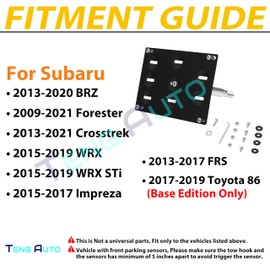 (A) Teng Auto Front Tow Hook License Plate Relocator for Subaru WRX BRZ Forester Impreza STi Fit Scion FRS Compatible with Toyota 86