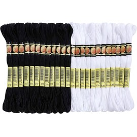 Stickgarn Set – Hochwertige Stickgarnfäden, 24 Stränge, Weiß und Schwarz, 8 Meter pro Strang, für Kreuzstich, Stickerei und DIY-Projekte