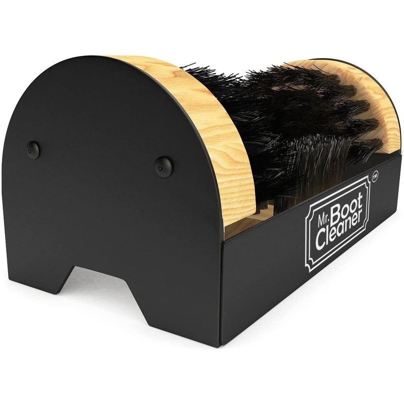 Heavy Duty Wooden Shoe Brush Cleaner Outdoor Floor Mount or