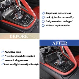 Daeiclru Gear Shift Panel Trim Cover Fit for Jaguar F-Type 2013-2024, ABS Gear Shift Center Console Anti-Scratch Panel Protector Frame Cover, Interior Accessories (Carbon Fiber Pattern)