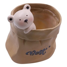 JUMISEE Cute Bear Ceramic Succulent Planter Pot Desktop Flower Plant Pots with Drainage for Herb Cactus Air Plants, Small Pen Holder Storage Case Home Decor