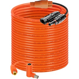 Behaunty Solar Connector to DC 8mm Adapter Cable 50FT, 12AWG + 14AWG Tinned Copper Wire with DC7909 to DC8020 Adapter, Heavy Duty Charging Cable for Portable Power Station, RV, Outdoor Camping