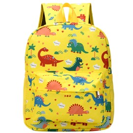 YONEEKSS Kids Backpack, Mini Dinosaur Bookbag, Canvas Kindergarten Rucksack for Boys Girls Holiday Travel Outdoor Daypack (yellow)
