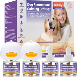 Feromonas para Perros,Difusor Calmante para Perros Difusor, Gato Perros ArañAzos Soluciona Cambios Marcaje Orina, Reduce los Ladridos (2 Tapón + 4 Recambios)