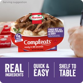 HORMEL COMPLEATS Tender Beef With Mashed Potatoes & Gravy Microwave Tray, 9 oz. (6 Pack)