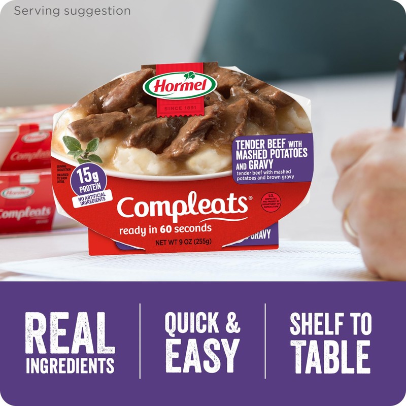 HORMEL COMPLEATS Tender Beef With Mashed Potatoes & Gravy Microwave
