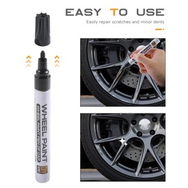 SCUARI Car Rim Repair Kit Curb Rash,Touch Up Paint Pen,Car Accessories Wheel Paint for Rims,Wheel Scratch Repair Kit,Car Tire Marker Pens,Waterproof Car Tire Paint Pen,Fits Car Rim Scratch Repair (Bright Black)