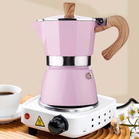 MORDEN MS Moka Pot Stovetop Espresso Maker 6 Cup Moka Pot - 10 oz Italian Coffee Maker, Red Manual Cuban Coffee Percolator Machine Italian Espresso Greca Coffee Maker for Cappuccino or Latte(Pink