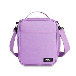 PackIt® Freezable Crossbody Lunch Box, Lavender, Built with ECOFREEZE® Technology, Fully Freezable, Collapsible, Reusable, With Top Handle, Front Slip Pocket. Effortlessly Carry, Fresh Every Time.