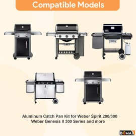 BQMAX 93305 Aluminum Catch Pan Kit for Weber Spirit 200/300 Genesis II 300 Series, 6415 Grill Drip Pan for Weber Spirit E-210 E-310 E-330 Genesis II E-310 E-315 E-330 for Weber Grease Tray