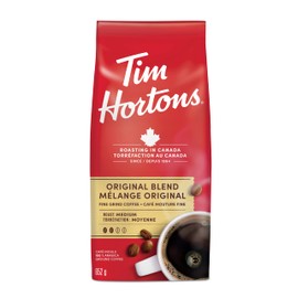 Tim Hortons Original Blend, Fine Grind Coffee, Medium Roast, Made with 100% Arabica Beans, 652g Bag