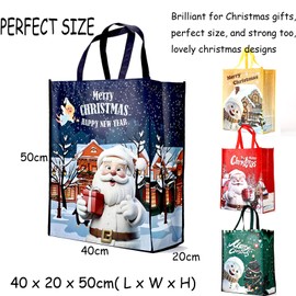 50x40x20cm Christmas Tote Bags with Handle, 2PCS Super Large Christmas Gifts Bags Jumbo Xmas Gift Bags for Present Wrapping Blue
